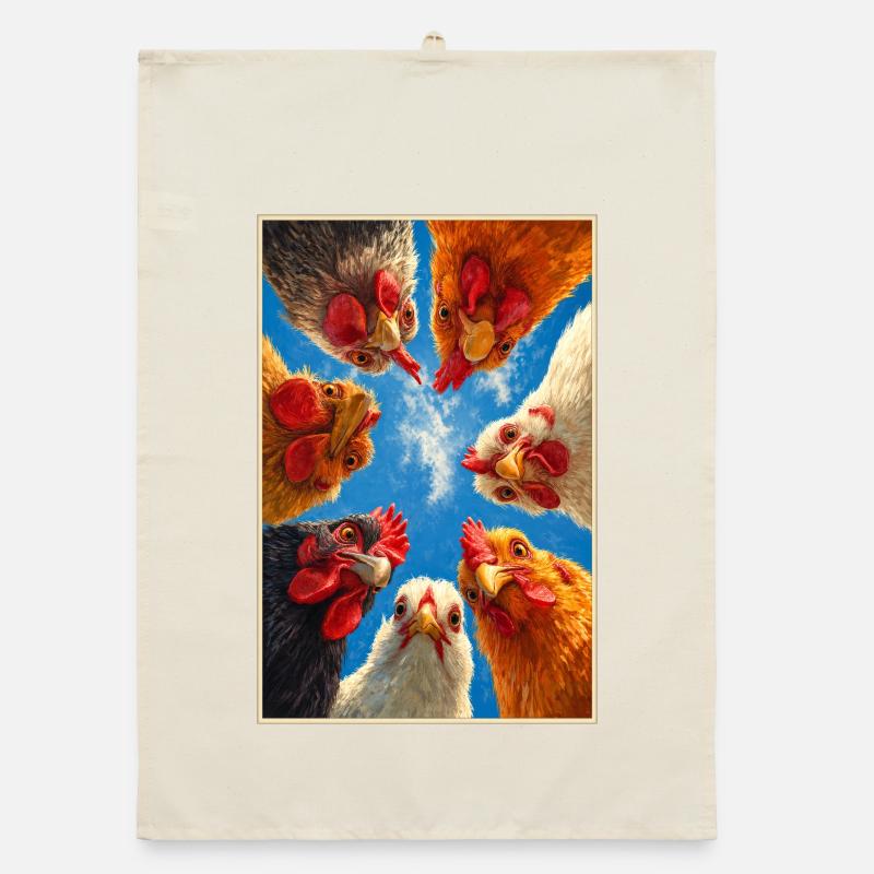 Chickens Gaze Skyward Circle Organic dish towel