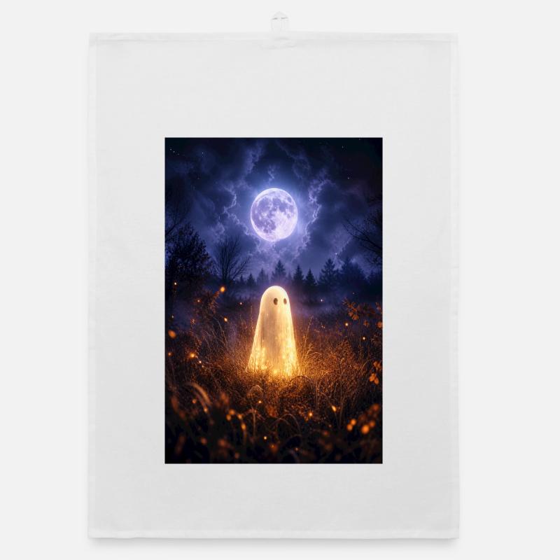 Fantôme au clair de lune dans le Champ des Lanternes Torchon bio