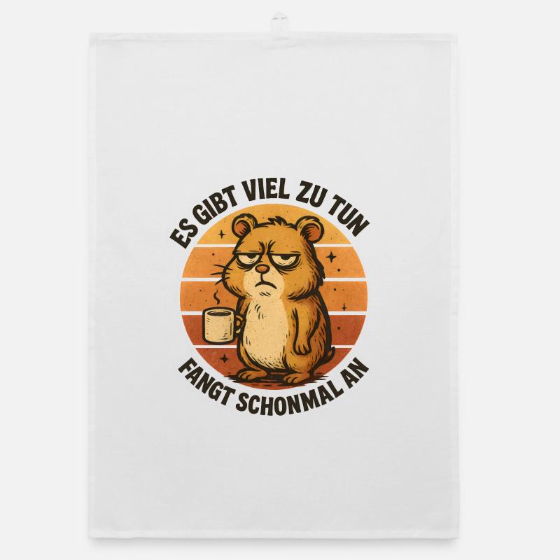 Grimmiger Hamster mit Kaffee Organic Geschirrtuch