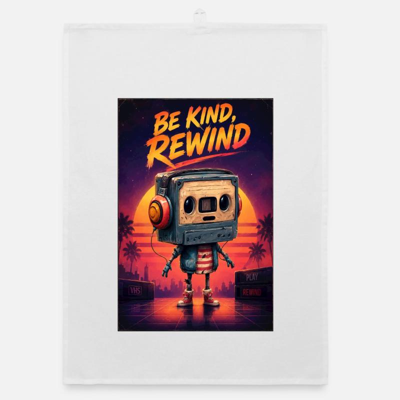 Be Kind, Rewind Robot Sunset Organic dish towel