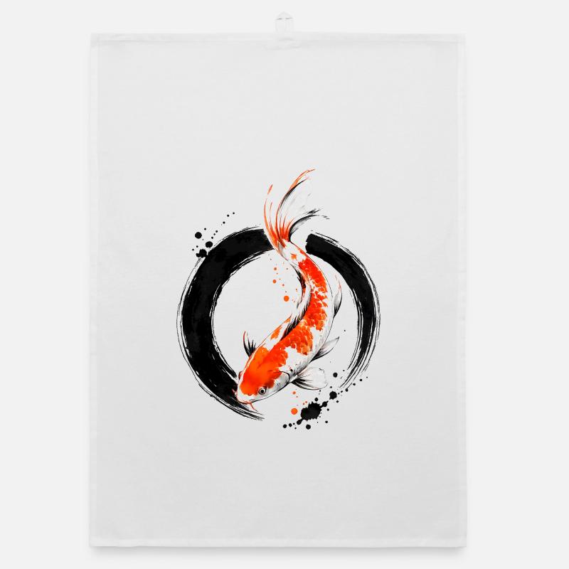 Zen Koi Ink Circle Organic Geschirrtuch