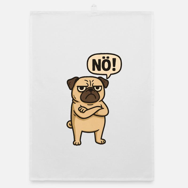 Mops Hund Nö Statement Organic Geschirrtuch