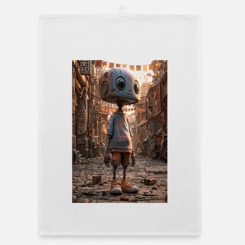 Rusty Robot in Neon Bazaar Organic dish towel
