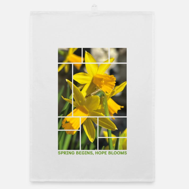 Le printemps commence, l’espoir fleurit – Daffodil Spring Desig Torchon bio