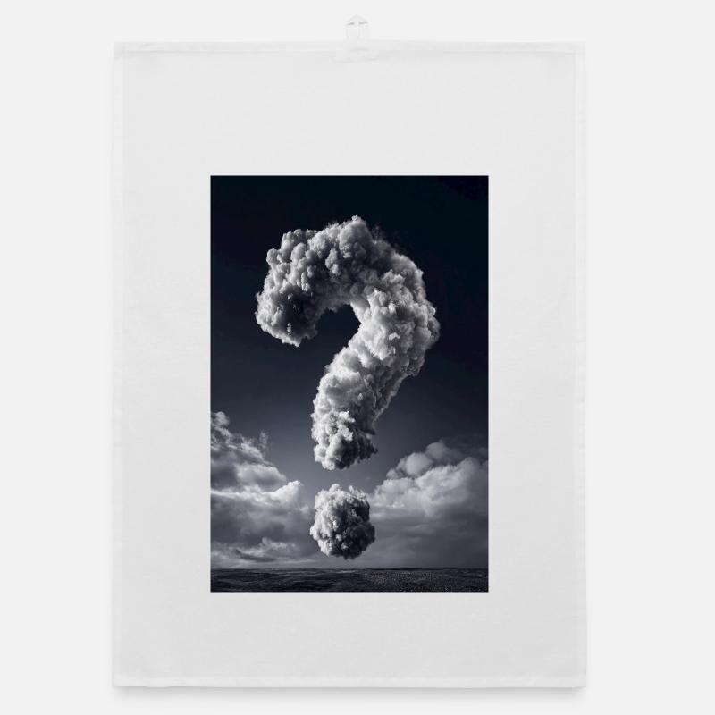 Cloud Question Mark Monochrome Organic dish towel