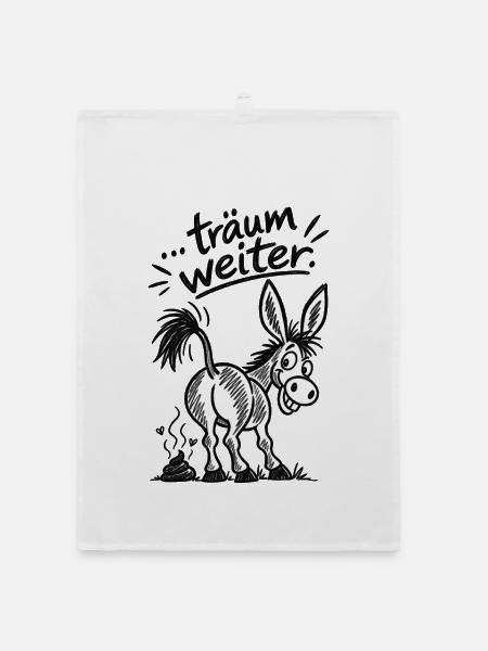 Goldesel Cartoon - Organic Geschirrtuch - Weiß - Vorne