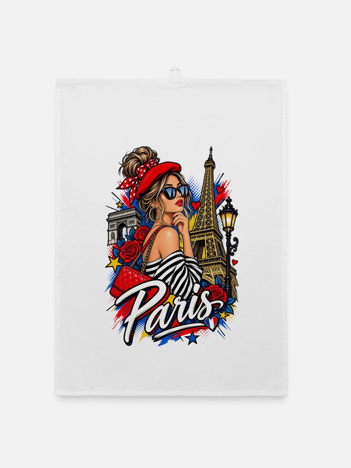 Paris Chic Elegant Graffiti - Organic Geschirrtuch - Weiß - Vorne
