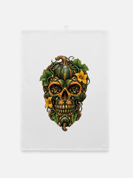 Ölkürbis Skull - Organic Geschirrtuch - Weiß - Vorne