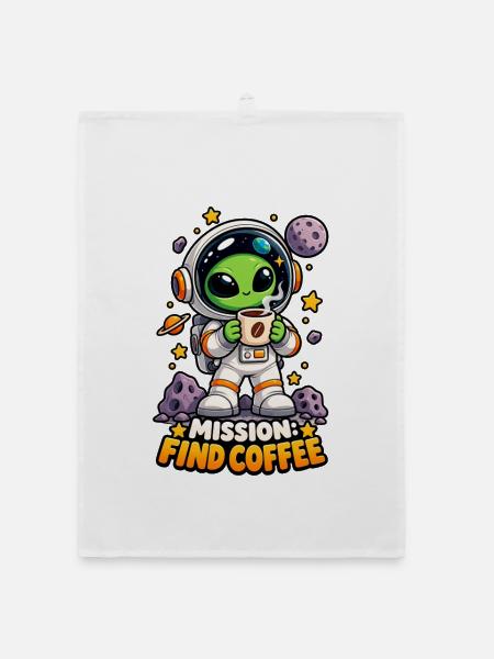 Mission: Kaffee finden - Organic Geschirrtuch - Weiß