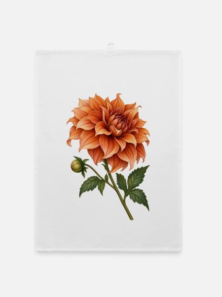 Kupfer-Dahlia am Ende des Sommers - Organic Geschirrtuch - Weiß