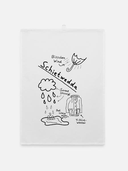 Schietwedda Schietwetter Moin Norddeutsch Regen  - Organic Geschirrtuch - Weiß