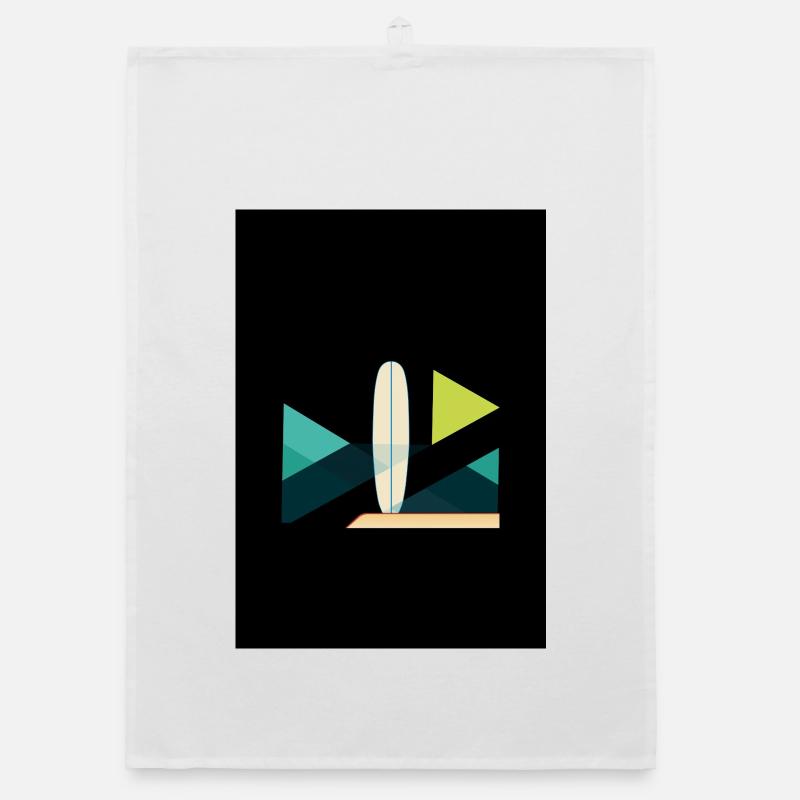 Abstract Surf and Wave Art - Organic dish towel - white