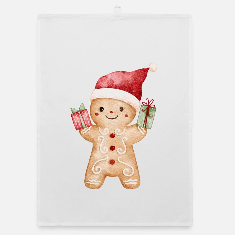 Lebkuchenmann mit Geschenken Organic Geschirrtuch