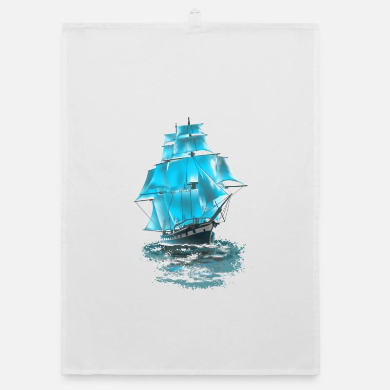 sailing ship Organic dish towel