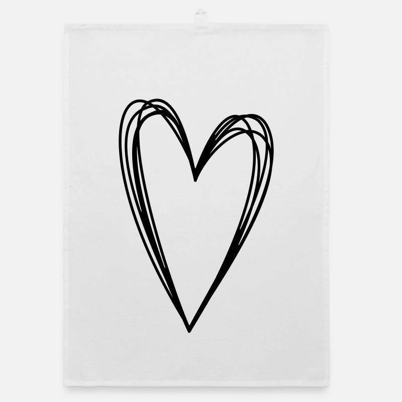 Herz Scribble Doodle gekritzel Symbol Liebe Organic Geschirrtuch