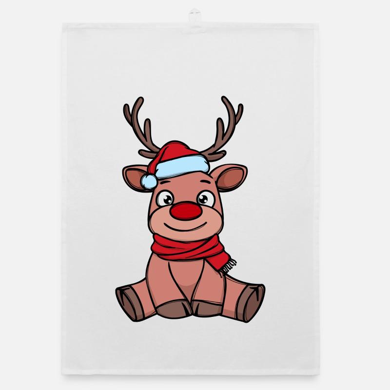 Xmas reindeer Christmas Organic dish towel