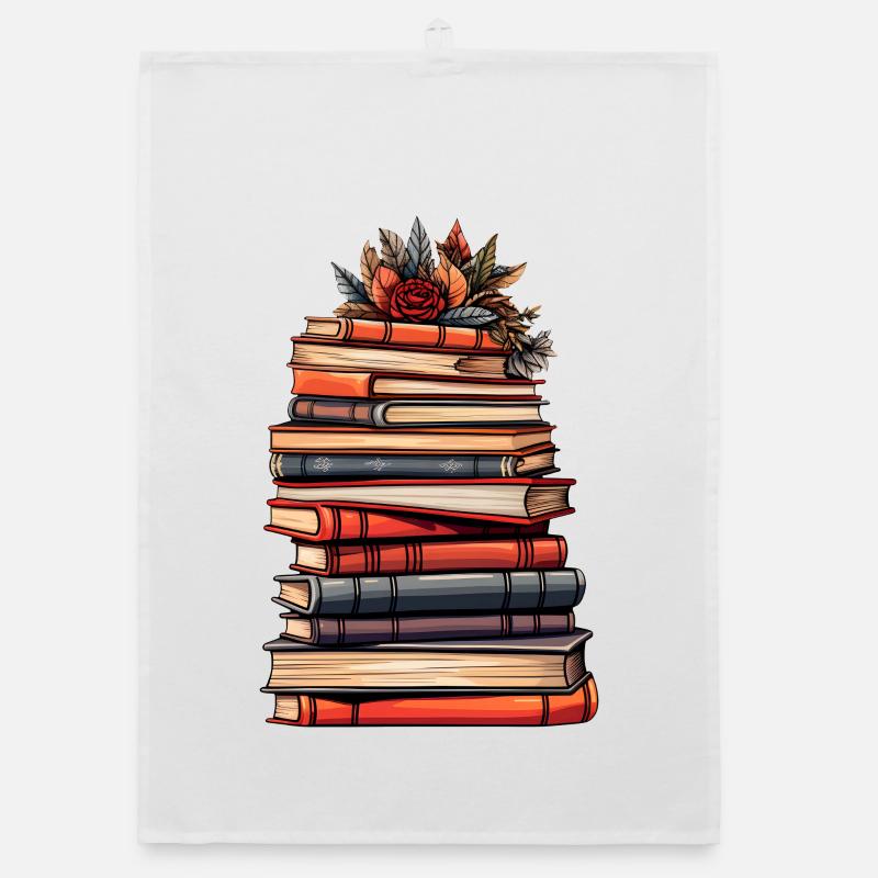 Stack of Books - Reading, Knowledge and Imagination. Organic dish towel