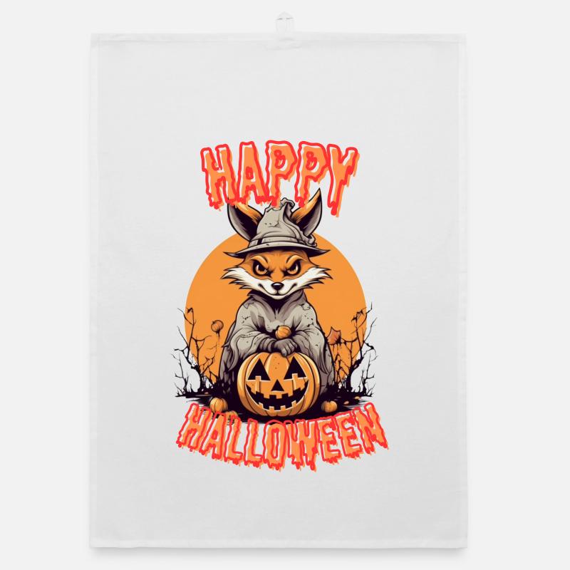 Spooky Halloween Fox Print Organic dish towel