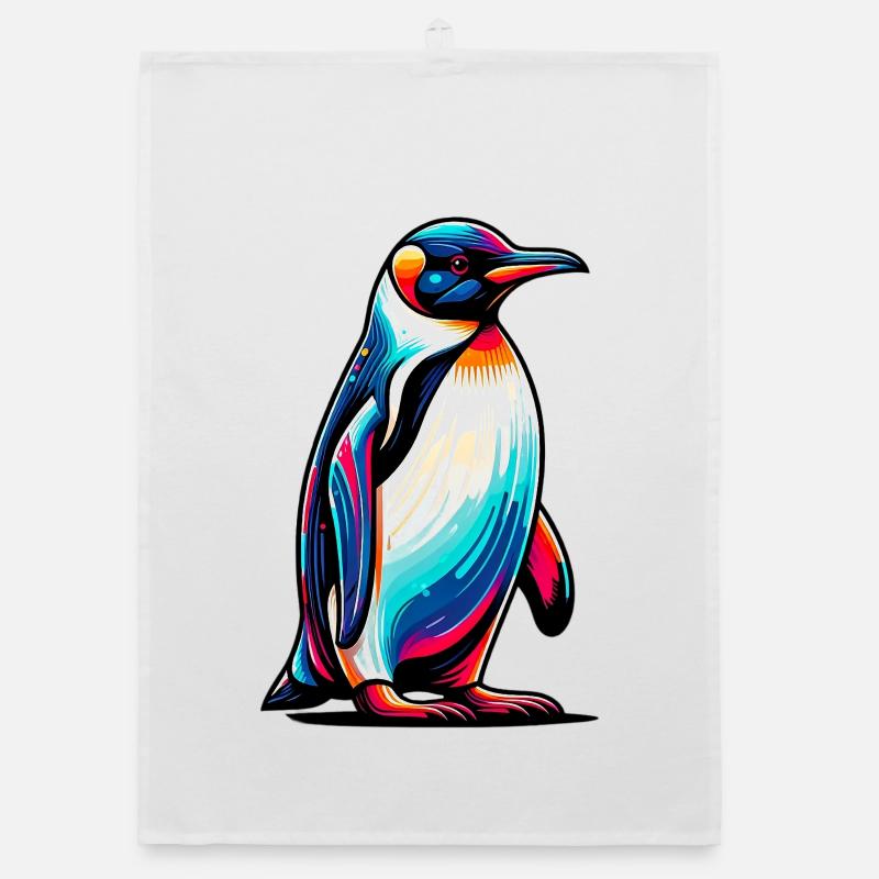 Pinguin - Organic Geschirrtuch - Weiß