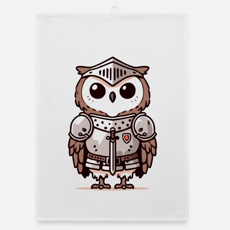 Hibou chevaleresque : le brave oiseau d’honneur - Torchon bio - blanc