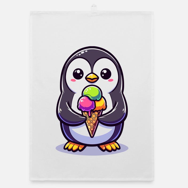 Adorable Penguin Colourful  Organic dish towel