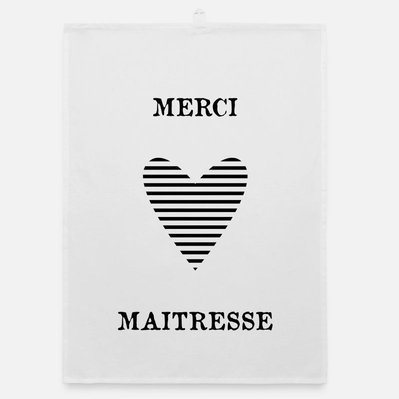 MERCI. MAÎTRESSE. MAÎTRE. MERCI MAÎTRESSE. MERCI. - Torchon bio - blanc