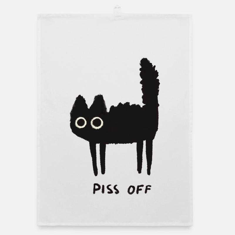 Grumpy Kitty Vibes – Leave Me Alone - Organic dish towel - white