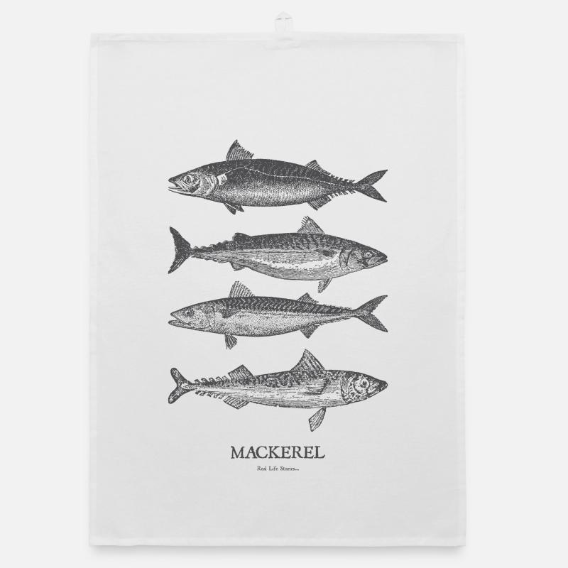 Mackerel Silhouette Quartet Organic dish towel