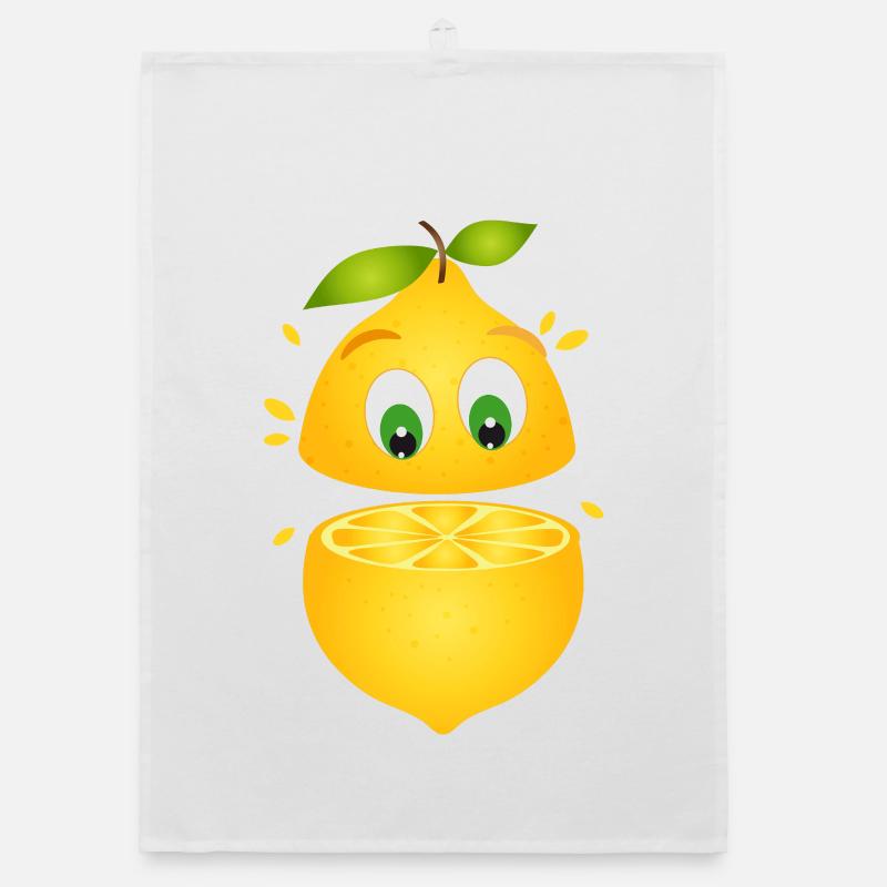 Surprised Lemon – Fruity Comic Fun Organic dish towel