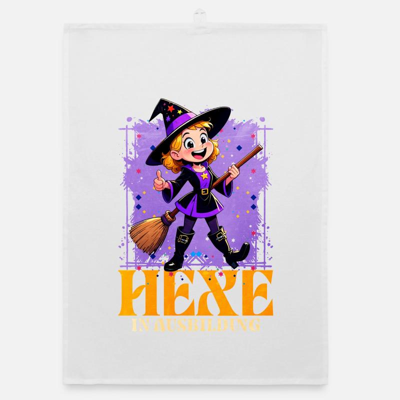 Witch in training with magic wand Organic dish towel