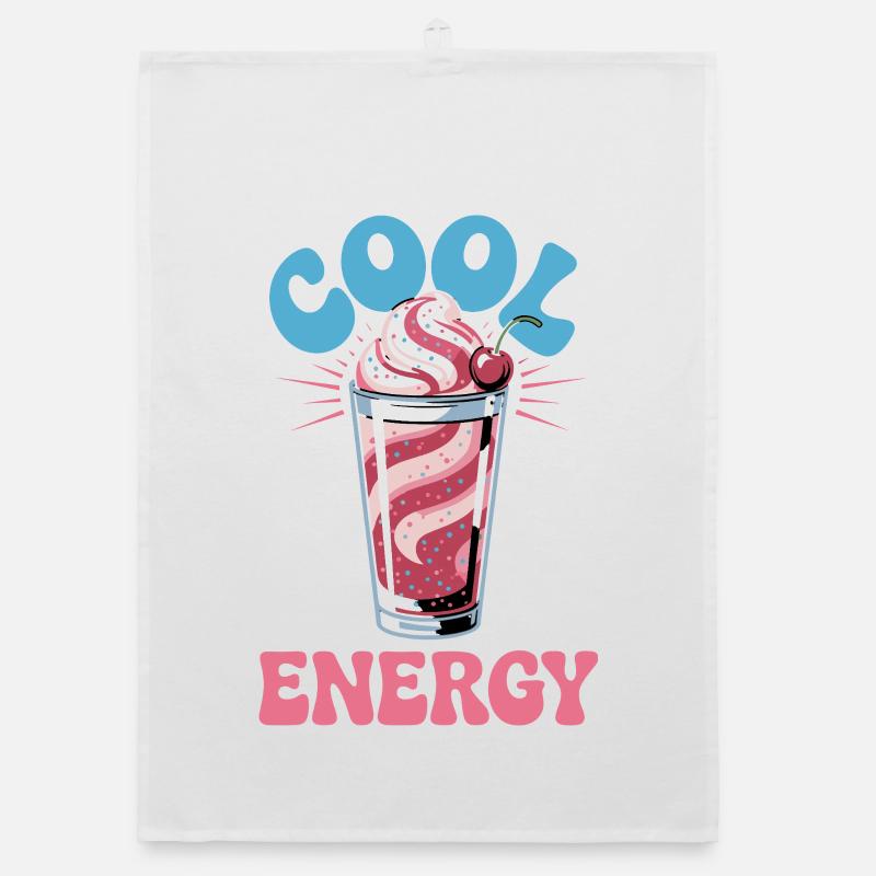 Cool Energy Milkshake Design with Cherry and Organic dish towel