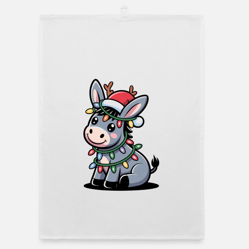 Donkey Elf Christmas Organic dish towel
