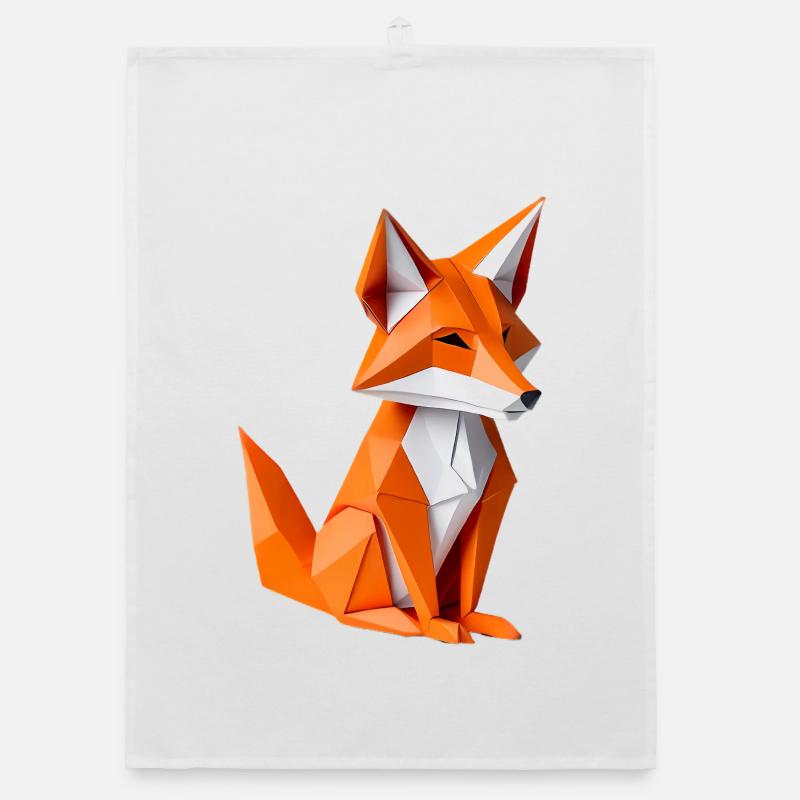 Polygon Fox Illustration Organic dish towel