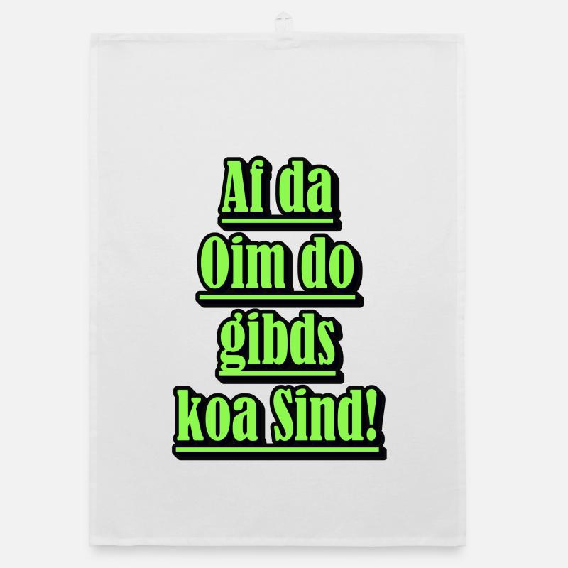 Neon Dialekt Spruch Grün - Organic Geschirrtuch - Weiß