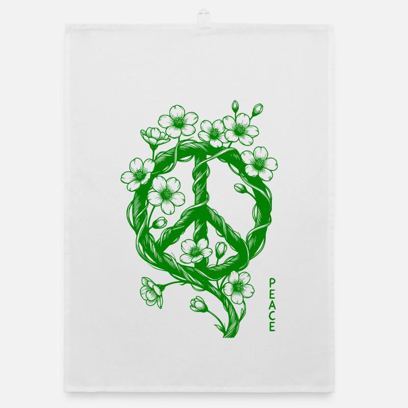 Symbole de la Paix en Fleurs Torchon bio