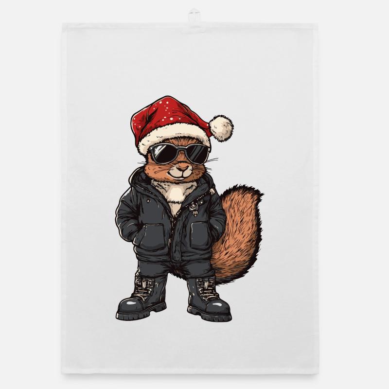 Squirrel Christmas Winter Organic dish towel