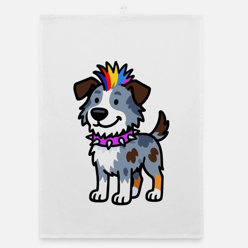 Australian Shepherd Punk Design Organic dish towel