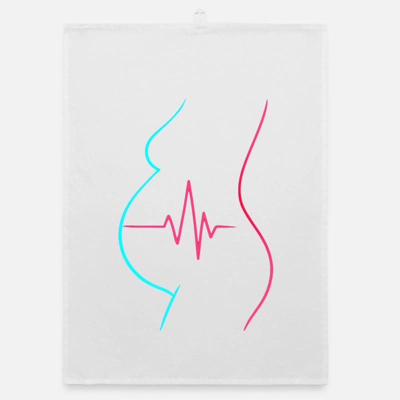 Silhouette néon battement bébé grossesse Torchon bio