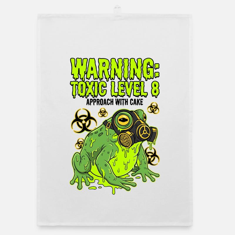Warning Toxic Level 8 Frog Organic dish towel