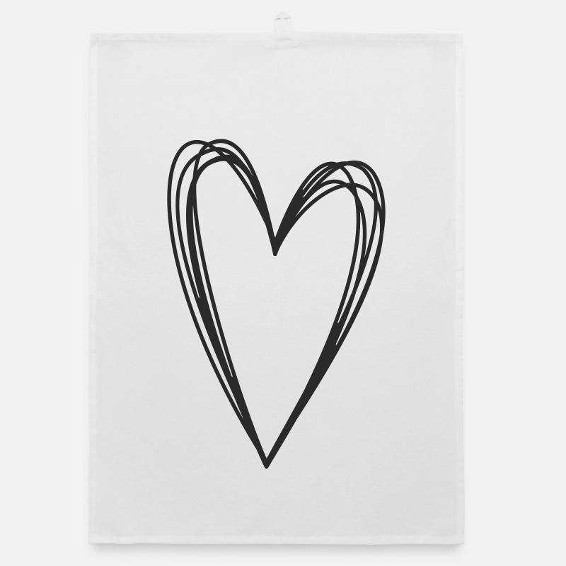 Cœur dessiné à la main Torchon bio