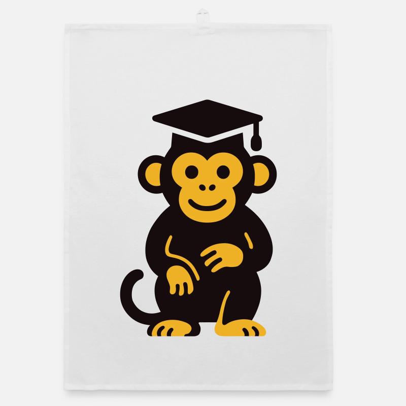 Graduation Monkey Icon Tee Organic Geschirrtuch