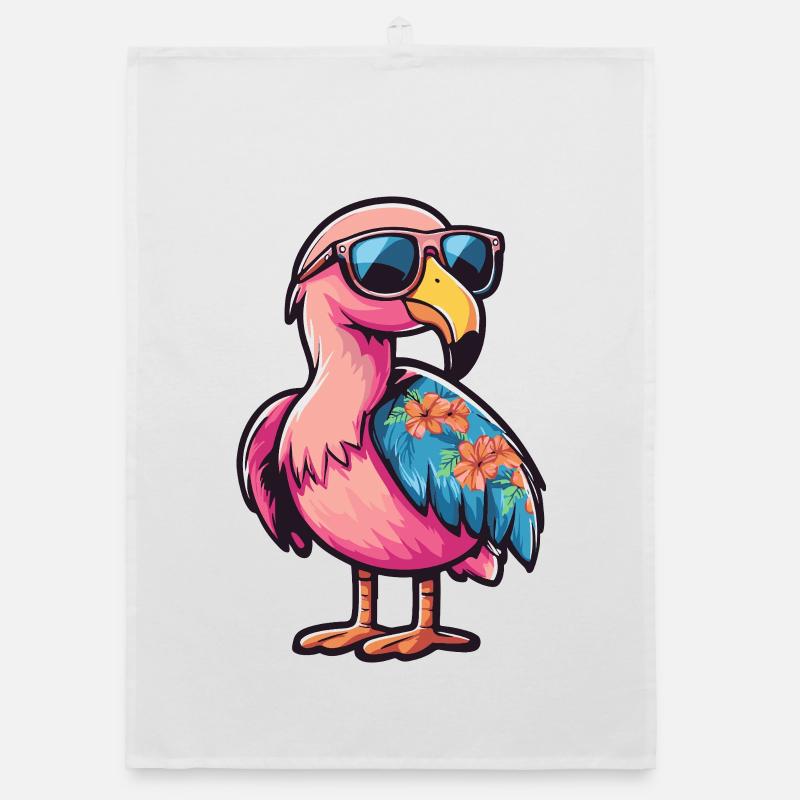 Flamingo Comic Urlaub Organic Geschirrtuch