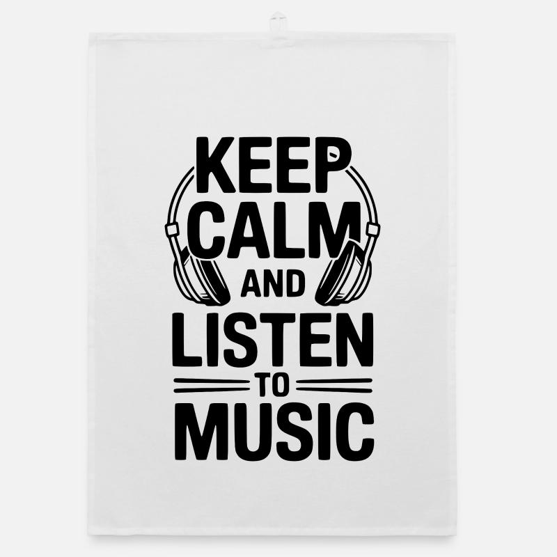 Keep Calm and Listen to Music Organic dish towel