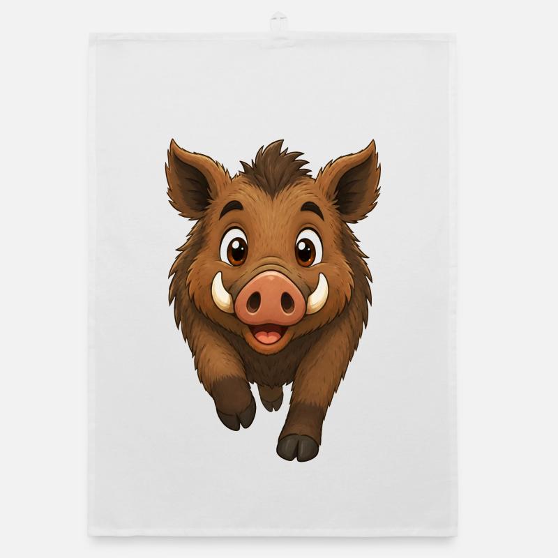 Wildschwein läuft Organic Geschirrtuch