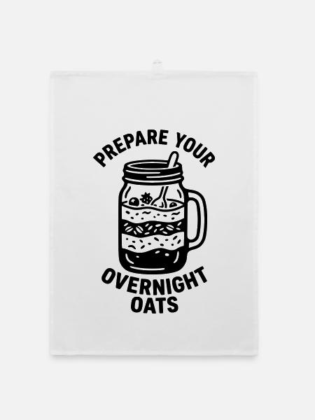 Overnight Oats Haferflocken vorbereiten Meal Prep - Organic Geschirrtuch - Weiß - Vorne