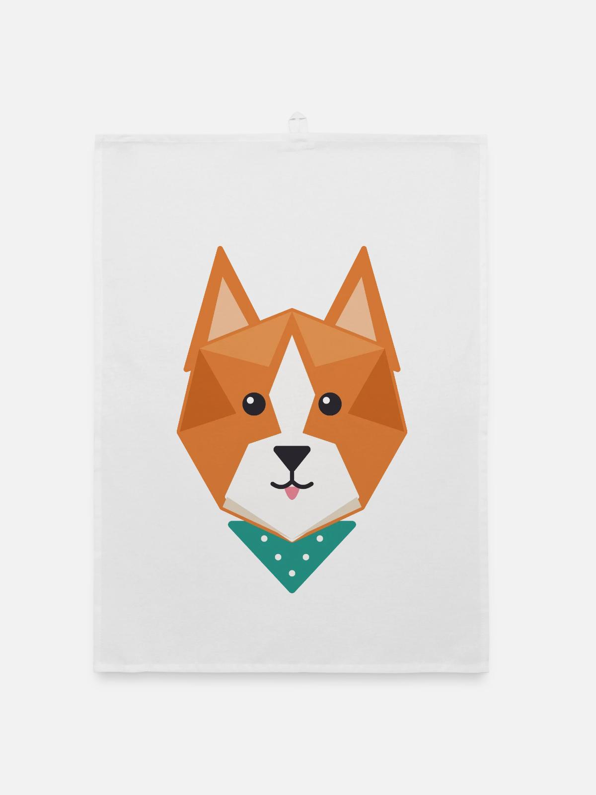 Geometrischer Fuchs - Organic Geschirrtuch - Weiß - Vorne