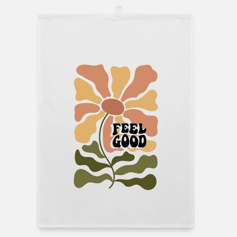 Feel Good Blume Retro Psychedelia Organic Geschirrtuch
