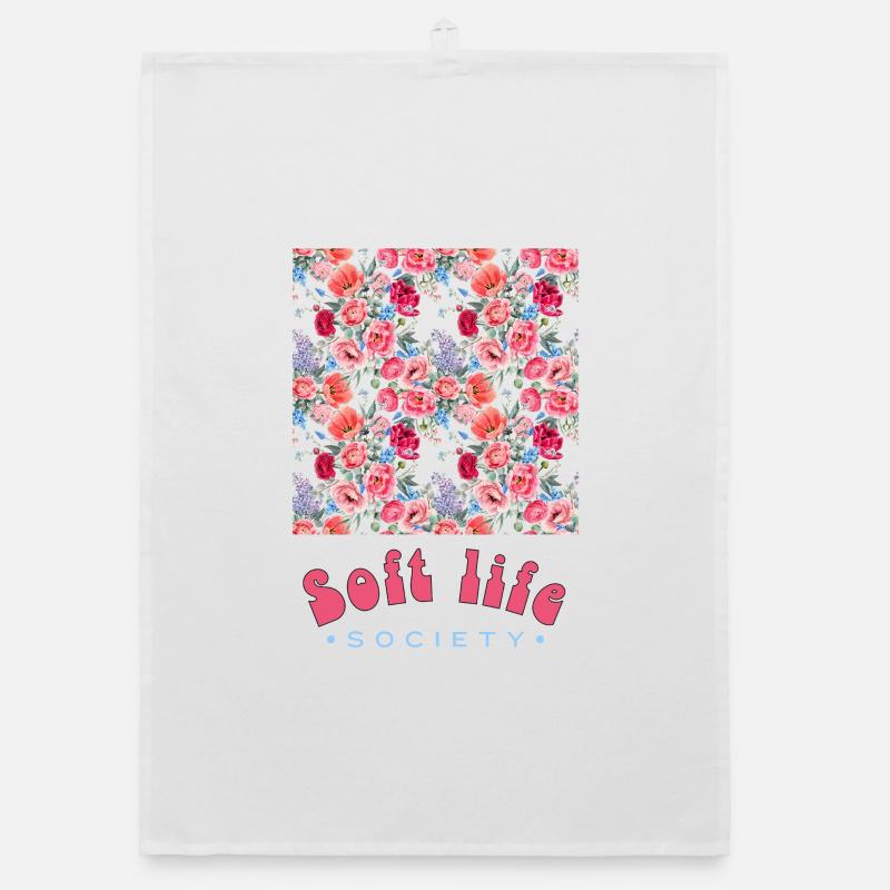 Gentle Blossoms Soft Life Graphic Organic dish towel