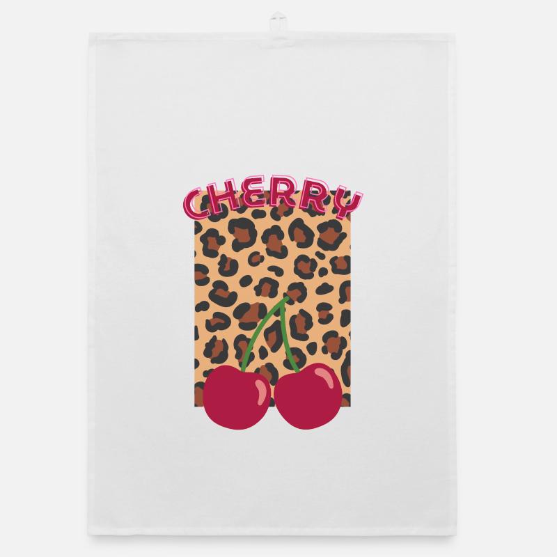 Leopard-look cherries Organic dish towel