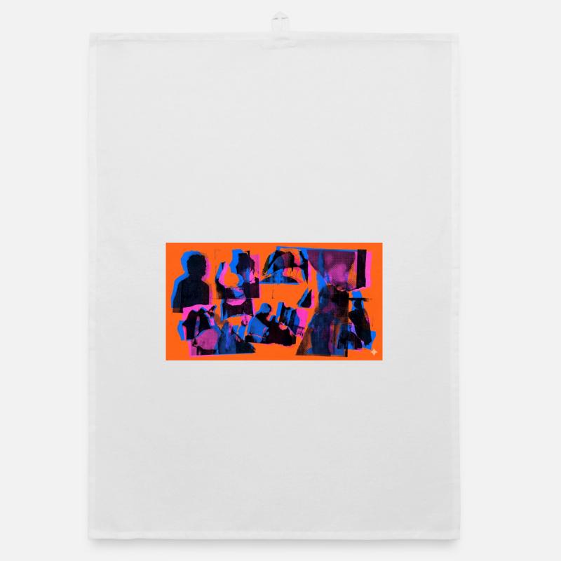 Collage Pop Silhouetten Organic Geschirrtuch